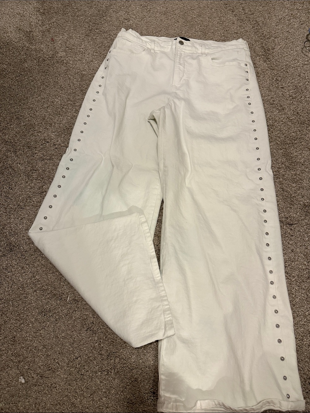 GAP White Flare Jeans with Silver Stud Side Trim